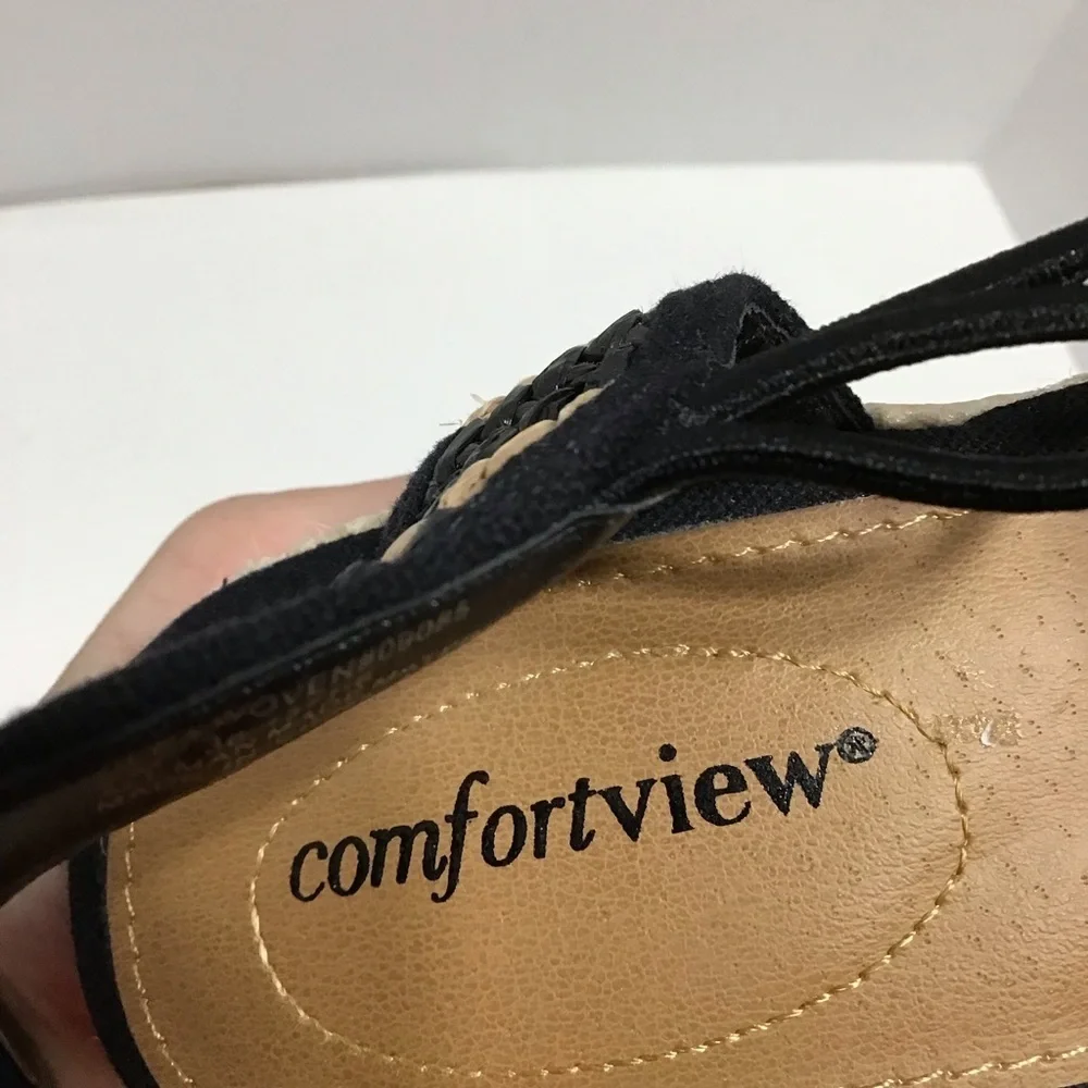 Comfortview Womens Black Brown Slingback The Clea Wedge Espadrille Size‎ 8
